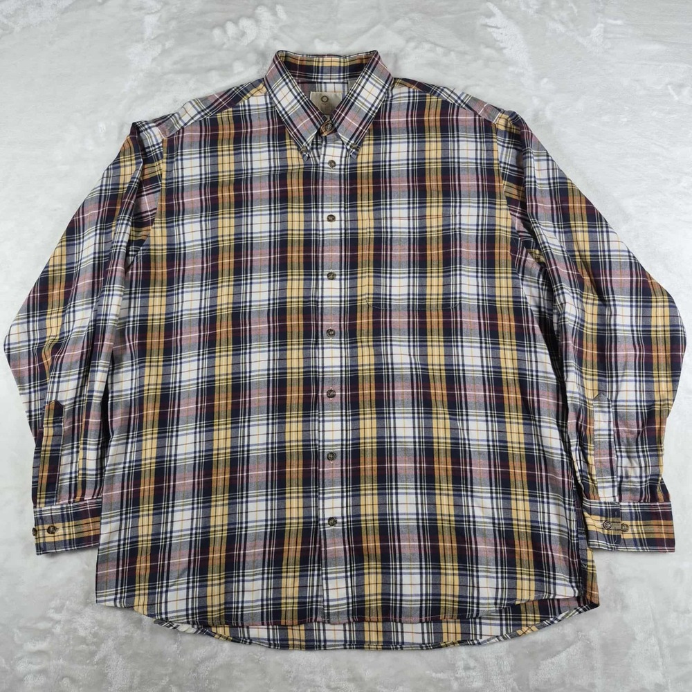 Viyella Button Down Shirt Men's XL Yellow Plaid Wool Blend Long Sleeve‎ Casual